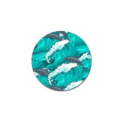 Sea Waves Seamless Pattern Golf Ball Marker