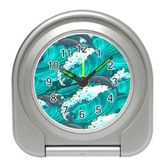 Sea Waves Seamless Pattern Travel Alarm Clock