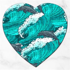 Sea Waves Seamless Pattern Jigsaw Puzzle (Heart)