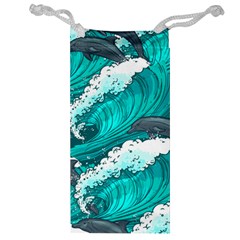 Sea Waves Seamless Pattern Jewelry Bag