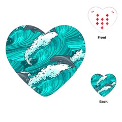 Sea Waves Seamless Pattern Playing Cards Single Design (heart) by Wegoenart