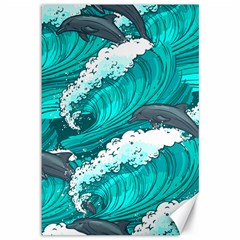 Sea Waves Seamless Pattern Canvas 12  x 18 