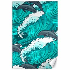 Sea Waves Seamless Pattern Canvas 24  x 36 