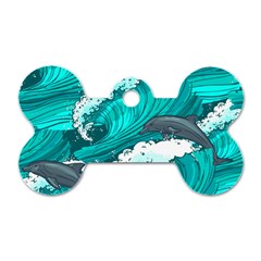 Sea Waves Seamless Pattern Dog Tag Bone (one Side) by Wegoenart