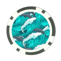 Sea Waves Seamless Pattern Poker Chip Card Guard