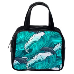 Sea Waves Seamless Pattern Classic Handbag (One Side)