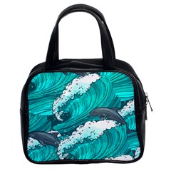 Sea Waves Seamless Pattern Classic Handbag (Two Sides)