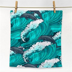 Sea Waves Seamless Pattern Face Towel