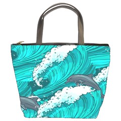 Sea Waves Seamless Pattern Bucket Bag