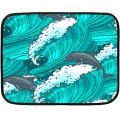 Sea Waves Seamless Pattern Double Sided Fleece Blanket (Mini) 