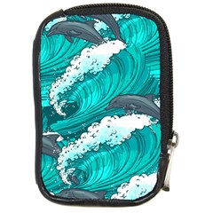 Sea Waves Seamless Pattern Compact Camera Leather Case