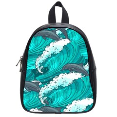 Sea Waves Seamless Pattern School Bag (Small)