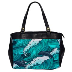 Sea Waves Seamless Pattern Oversize Office Handbag