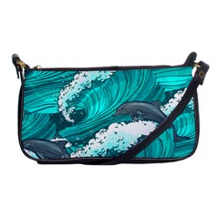 Sea Waves Seamless Pattern Shoulder Clutch Bag