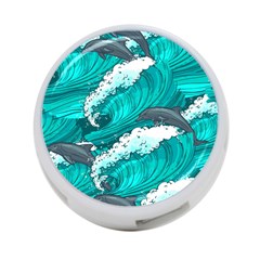 Sea Waves Seamless Pattern 4-Port USB Hub (One Side)