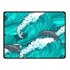 Sea Waves Seamless Pattern Fleece Blanket (Small)