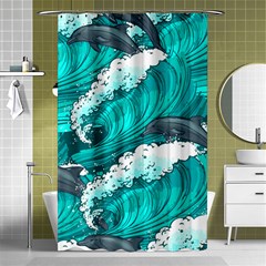 Sea Waves Seamless Pattern Shower Curtain 48  x 72  (Small) 