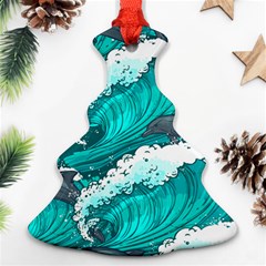 Sea Waves Seamless Pattern Ornament (Christmas Tree) 