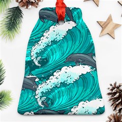 Sea Waves Seamless Pattern Ornament (Bell)