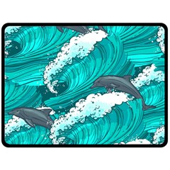 Sea Waves Seamless Pattern Double Sided Fleece Blanket (Large) 