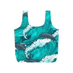 Sea Waves Seamless Pattern Full Print Recycle Bag (S)