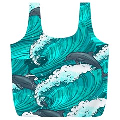 Sea Waves Seamless Pattern Full Print Recycle Bag (XL)