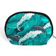 Sea Waves Seamless Pattern Accessory Pouch (Medium)