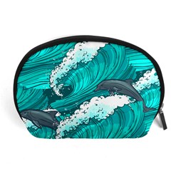 Sea Waves Seamless Pattern Accessory Pouch (Large)