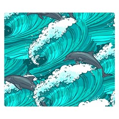 Sea Waves Seamless Pattern Double Sided Flano Blanket (small)  by Wegoenart