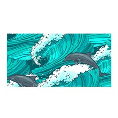 Sea Waves Seamless Pattern Satin Wrap 35  x 70 