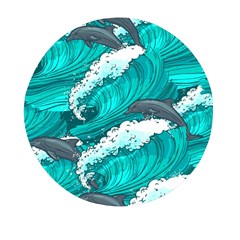 Sea Waves Seamless Pattern Mini Round Pill Box