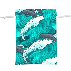 Sea Waves Seamless Pattern  Lightweight Drawstring Pouch (XL)