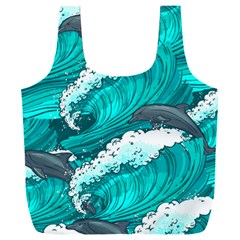 Sea Waves Seamless Pattern Full Print Recycle Bag (XXXL)