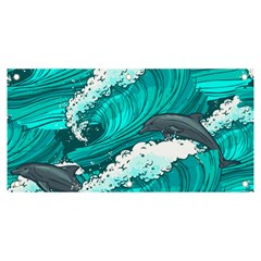 Sea Waves Seamless Pattern Banner and Sign 6  x 3 