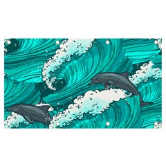 Sea Waves Seamless Pattern Banner and Sign 7  x 4 