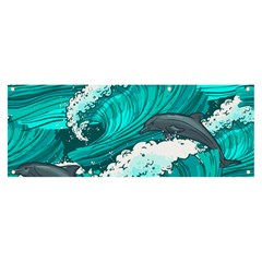 Sea Waves Seamless Pattern Banner And Sign 8  X 3  by Wegoenart