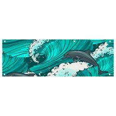 Sea Waves Seamless Pattern Banner and Sign 9  x 3 