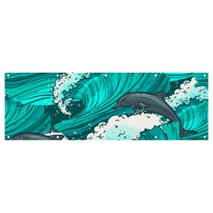 Sea Waves Seamless Pattern Banner And Sign 12  X 4  by Wegoenart