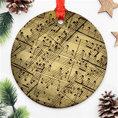 Vintage Background Music Nuts Sheet Music Ornament (round) by Wegoenart