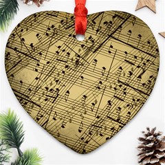 Vintage Background Music Nuts Sheet Music Ornament (heart) by Wegoenart