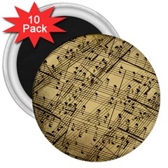 Vintage Background Music Nuts Sheet Music 3  Magnets (10 Pack)  by Wegoenart