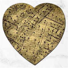 Vintage Background Music Nuts Sheet Music Jigsaw Puzzle (heart) by Wegoenart