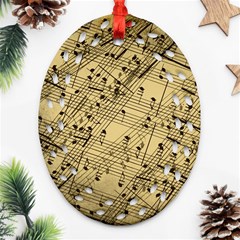 Vintage Background Music Nuts Sheet Music Ornament (oval Filigree) by Wegoenart