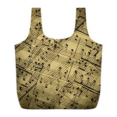 Vintage Background Music Nuts Sheet Music Full Print Recycle Bag (l) by Wegoenart