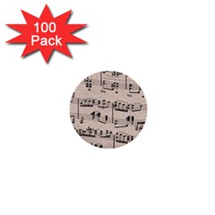 Art Vintage Music Paper Background Design 1  Mini Buttons (100 Pack)  by Wegoenart