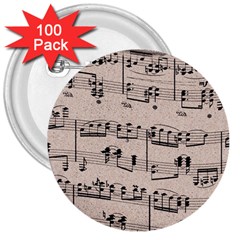 Art Vintage Music Paper Background Design 3  Buttons (100 Pack)  by Wegoenart