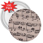 Art Vintage Music Paper Background Design 3  Buttons (100 pack)  Front