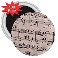 Art Vintage Music Paper Background Design 3  Magnets (100 Pack) by Wegoenart