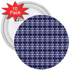 Floral-navi 3  Buttons (10 pack) 