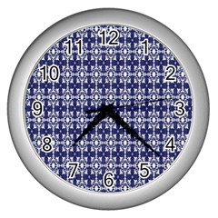 Floral-navi Wall Clock (silver) by nateshop